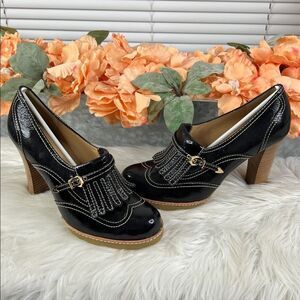 Daniblack Colgate in Black Patent Crinkle NIB